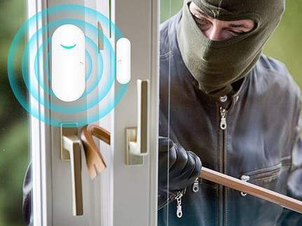 A door sensor detecting an intruder forcing a sliding door