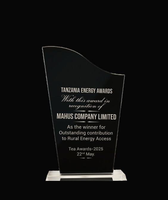 A glass trophy from the Tanzania Energy Awards
